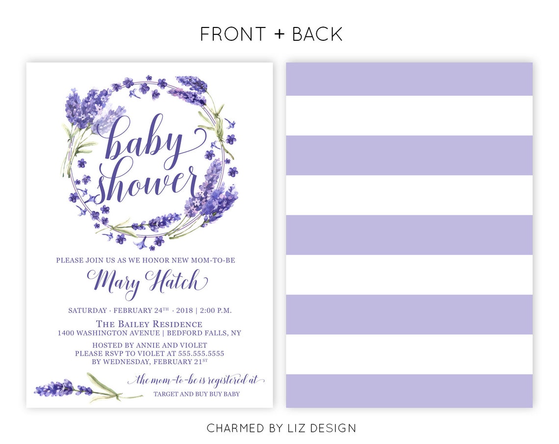 Lavender Baby Shower Invitation Printed or Printable Baby Etsy