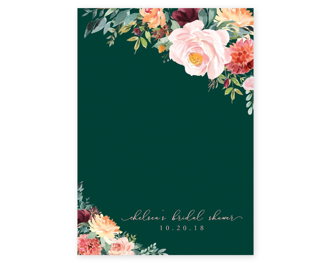 Green Fall Floral Bridal Shower Invitations Printed or Etsy