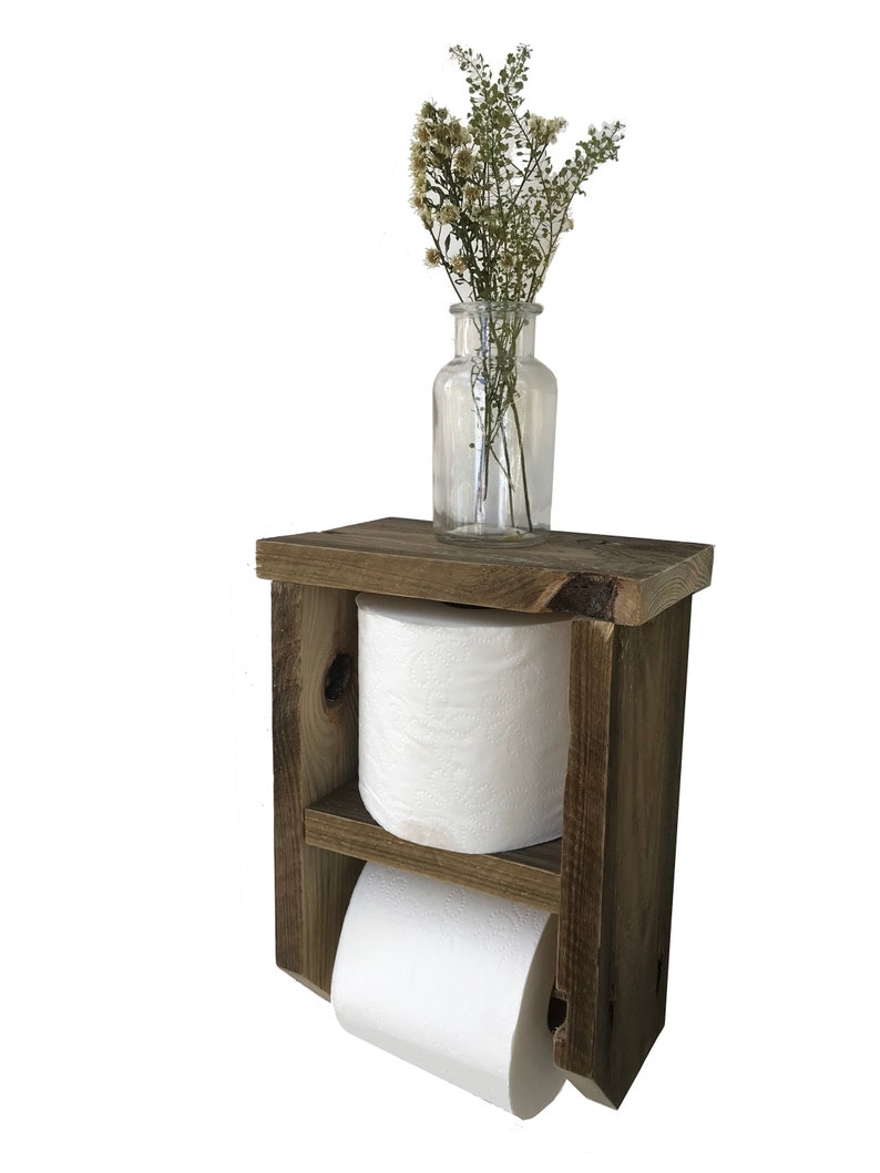 Rustic Toilet Paper Holder, Reclaimed EPAL Pallet Wood, Bathroom accessories. image 2