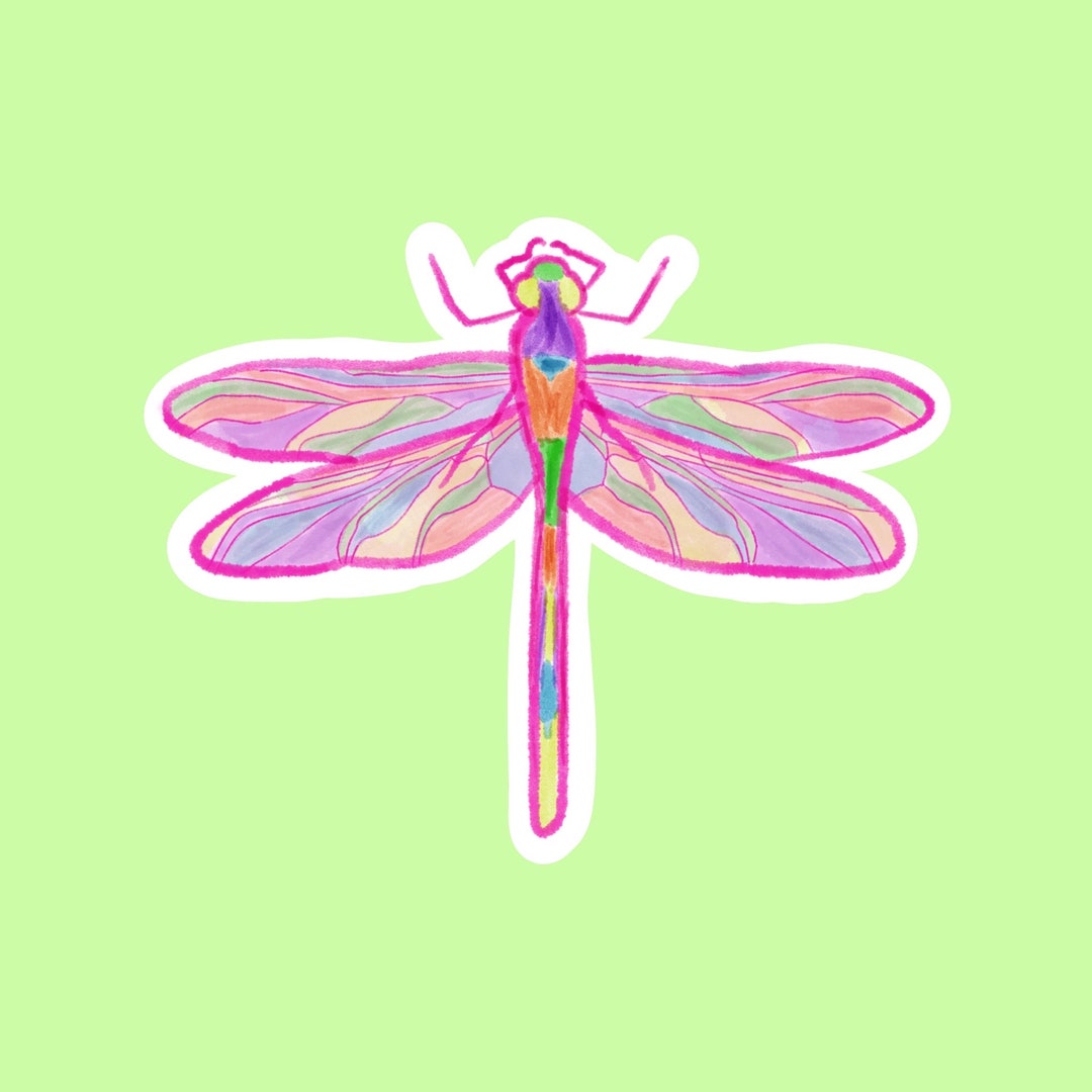 Insect Rainbow Sticker Dragonfly Sticker, Colorful Rainbow Bug Art, Decorative and Handmade ...