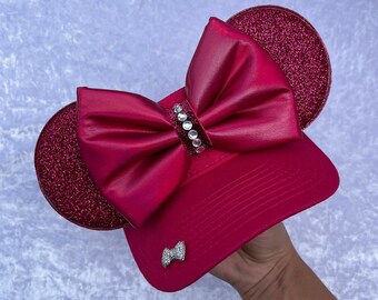 Minnie Mouse inspired, collection sparkly ears, FUCHSIA, VISORS,  Mouse Ears, mickey ears, Minnie Ears, Disney visor