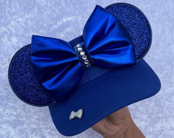 Minnie Mouse inspired, collection sparkly ears, BLUE, VISORS,  Mouse Ears, mickey ears, Minnie Ears, Disney visor