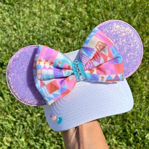 Small world  Inspired visor, minnie bow, Mouse Ears, mickey ears, Minnie Ears, disney visor, mouse visor, disney park