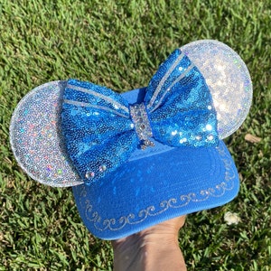 Cinderella inspired visor, Mouse Ears, mickey ears, Minnie Ears, pink, blue,  princess cinderella