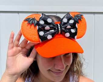Halloween visor, spider, orange, dots, Mouse Ears, mickey ears, Minnie Ears, Disney visor