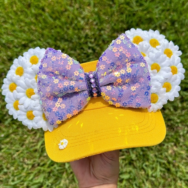 Daisy flowers, Lilac bow,  Mickey Ears, Mouse Ears, Disney mickey ears, Disney visor, Disney parks essentials