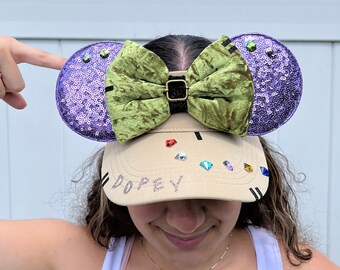 Dopey inspired, Snow white, Mickey Ears, Mouse Ears, Disney mickey ears, Disney visor, Run disney
