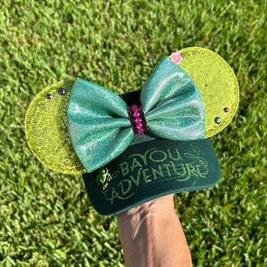 Tiana's Bayou Adventure Inspired Mouse Ears Visor, Dark Green Sequin Ears
