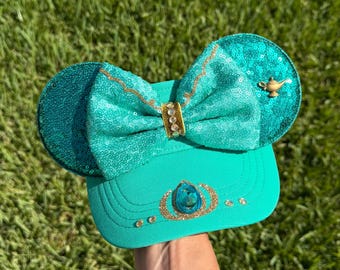 New color Jasmine Mouse Ears Visor, Sequin Minnie Ears, Princess Costume