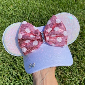 Minnie Mouse Inspired, white visor, white ears, Mouse Ears, mickey ears, Minnie Ears, disney visor, Minnie Mouse