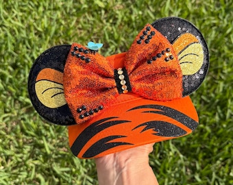 Handmade Tigger Inspired Mouse Ear Visor, Sequin Bow