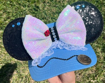 Alice in Wonderland Inspired, Bow white, Mouse Ears, mickey ears, Minnie Ears, women, Disney visor, Disney parks essentials