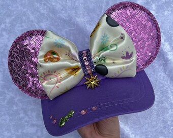 Rapunzel Inspired visor, Mouse Ears, mickey ears, Minnie Ears, adult, women, Disney visor, Tangled inspired