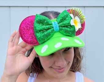 Hawaiian Inspired visor, Mouse Ears, mickey ears, Minnie Ears, disney visor, Hawaii