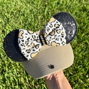 Minnie Mouse Inspired visor, cream VISOR, Mouse Ears, mickey ears, Minnie Ears, disney visor, mouse visor, disney park, animal print
