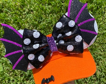 Minnie Mouse inspired, Halloween, bats, Mouse Ears, mickey ears, Minnie Ears, Disney visor