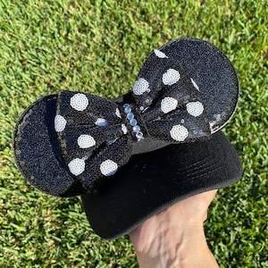 Disney inspired, black visor,  Mickey Ears, Mouse Ears, Minnie, mickey ears