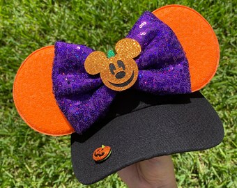 Halloween visor, pumpkin, bats, Mouse Ears, mickey ears, Minnie Ears, Disney visor