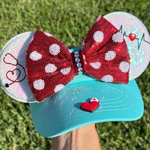Nurse Inspired visor, Mouse Ears, mickey ears, Minnie Ears, disney visor, mouse visor, disney park, teal