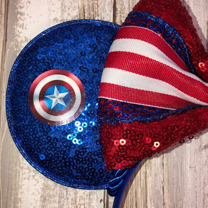 Captain America inspired Ears, America Ears, Minnie Ears, Mickey Ears, Mouse Ears, America, captain image 9