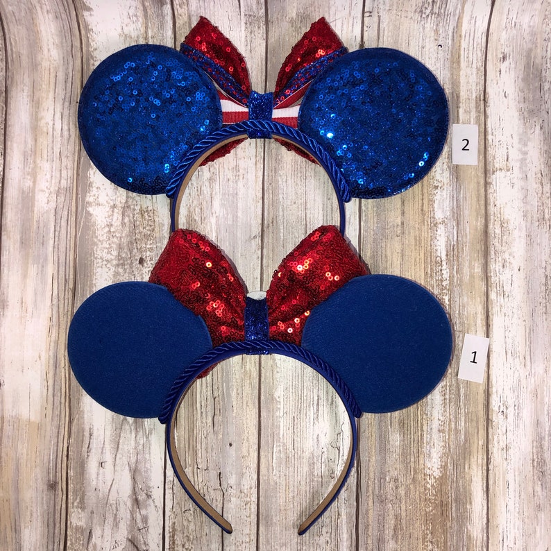 Captain America inspired Ears, America Ears, Minnie Ears, Mickey Ears, Mouse Ears, America, captain image 2