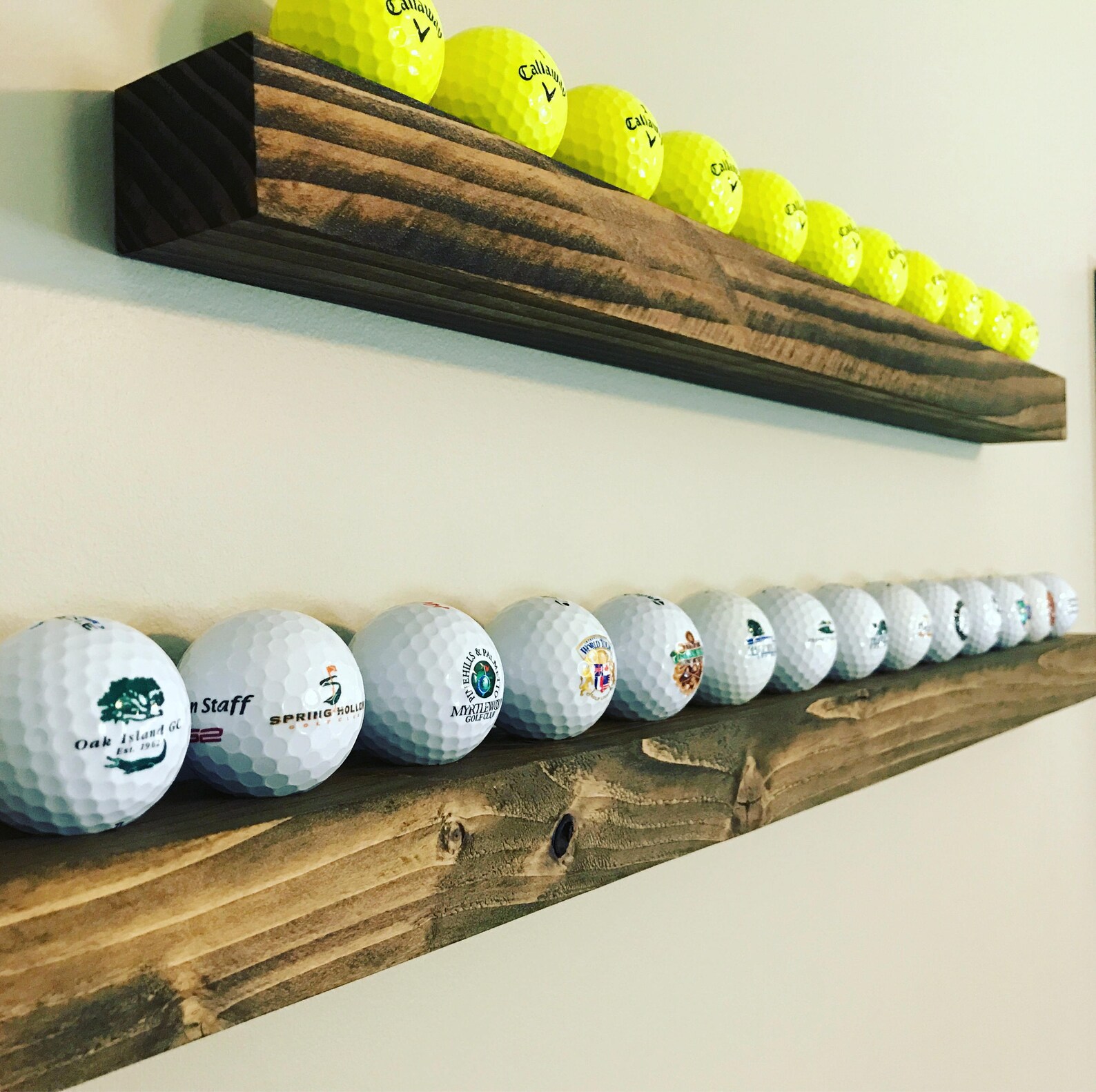 Golf Ball Wall Display Shelf Holder Rustic Natural Etsy