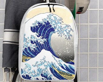 THE BLUE WAVE, Katsushika Hokusai, Japanese Art, Asian Art, Vintage Art, Minimalist Backpack, Backpack, Xmas Gift