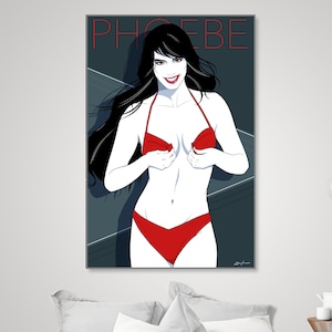 Phoebe Cates Art - Celebrity Portraits - Sexy Celebrity - Commission Portrait - Glamour Girl Art - 80s Art Deco Prints - Xmas Gift