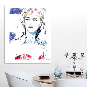 リンダ・カーター - ダイアナ・プリンス - ワンダーウーマンアート - 有名人の肖像画 - レトロ 80 年代スタイル - ワンダーウーマン - バレンタインギフト - ジクレープリント