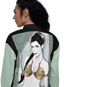 Carrie Fisher - Celebrity Portrait - Patrick Nagel Style Art - Unisex Bomber Jacket - Wearable Art Jacket - Bomber Jacket - Xmas Gift