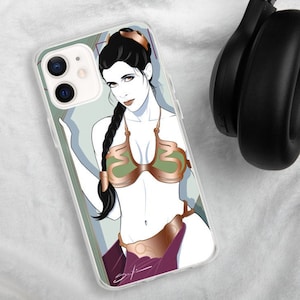 Slaaf Leia - Carrie Fisher - Portret beroemdheid - Nagelstijl kunst - Retro kunststijl - Artistiek telefoonhoesje - iPhone-hoesje - kerstcadeau