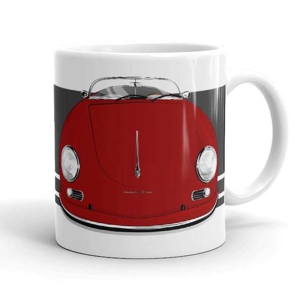 356 Speedster Mug - Classic Porsche Mug - Porsche Convertible Mug - Car Art Mug - Automotive Art Mug - White glossy Mug