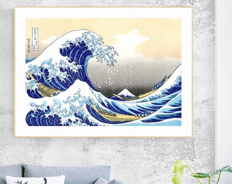 THE BLUE WAVE, Katsushika Hokusai, Japanese Art, Asian Art, Vintage Japanese Art, Vintage Asian Art, Asian Canvas Print, Xmas Gift