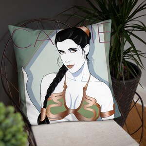 Carrie Fisher, portret van beroemdheid, kunst in nagelstijl, retro kunststijl, kunst uit de jaren 80, basiskussen, decoratief kussen - kerstcadeau