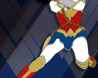 WONDER WOMAN WW1984 Gal Gadot Set Collection Multiple Print  Collection Patrick Nagel Style Superhero Art Xmas Gift