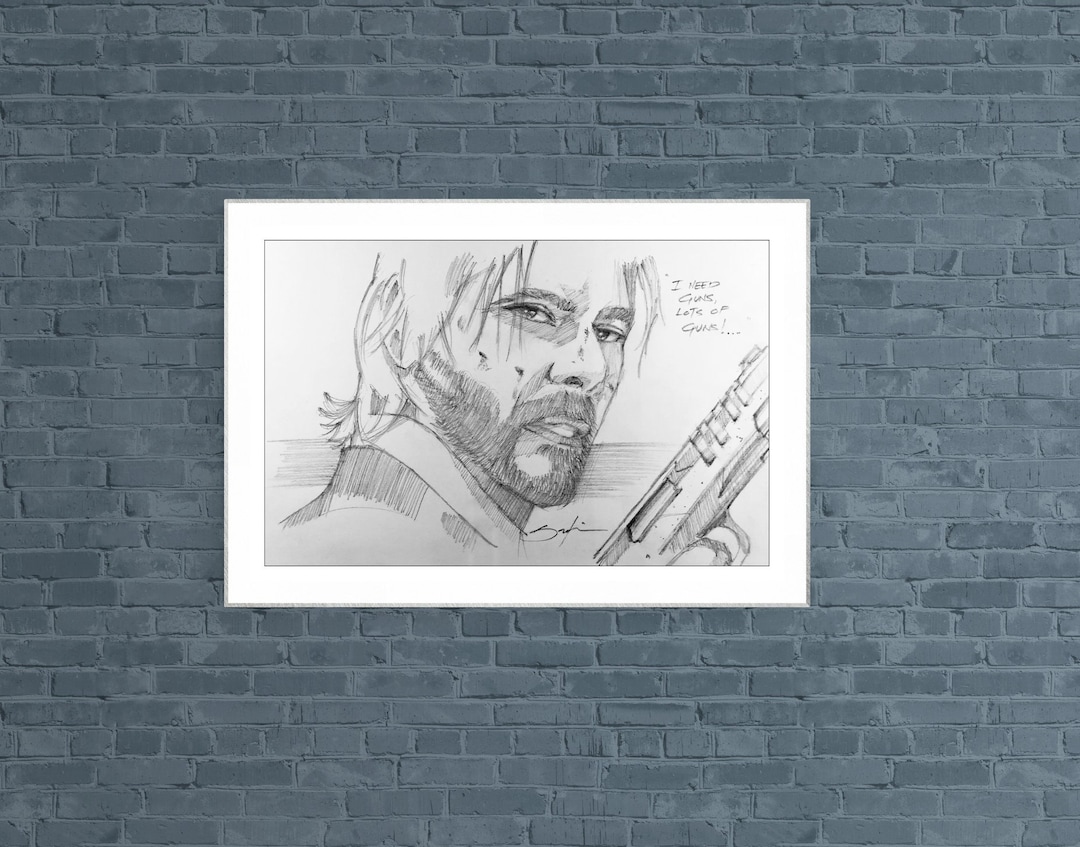 鉛筆肖像画 キアヌ・リーブス キアヌ・リーブスによるジョン・ウィックのオリジナル鉛筆画（8.5x11