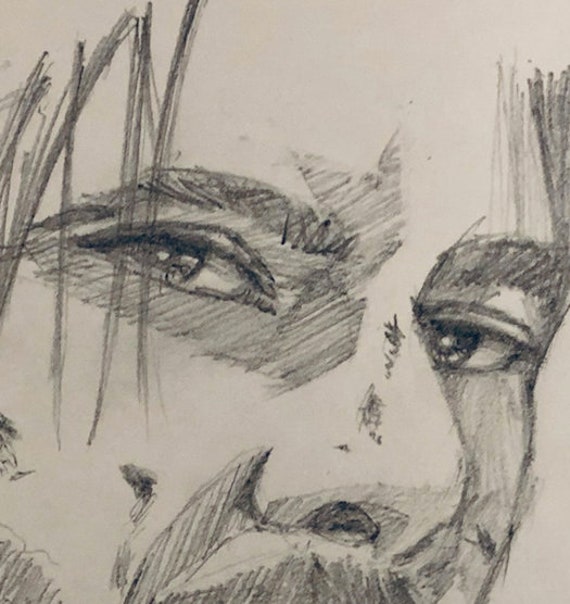 キアヌ・リーブスによるジョン・ウィックのオリジナル鉛筆画（8.5x11