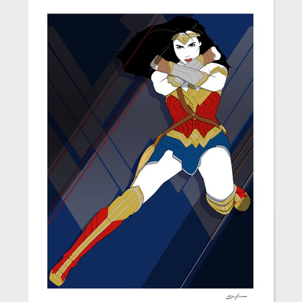 Gal Gadot Art - Wonder Woman Art - Comicbook Art - Partick Nagel Style Art - 80s Art Deco Prints - Wonder Woman Gift - 12 x 18 Prints