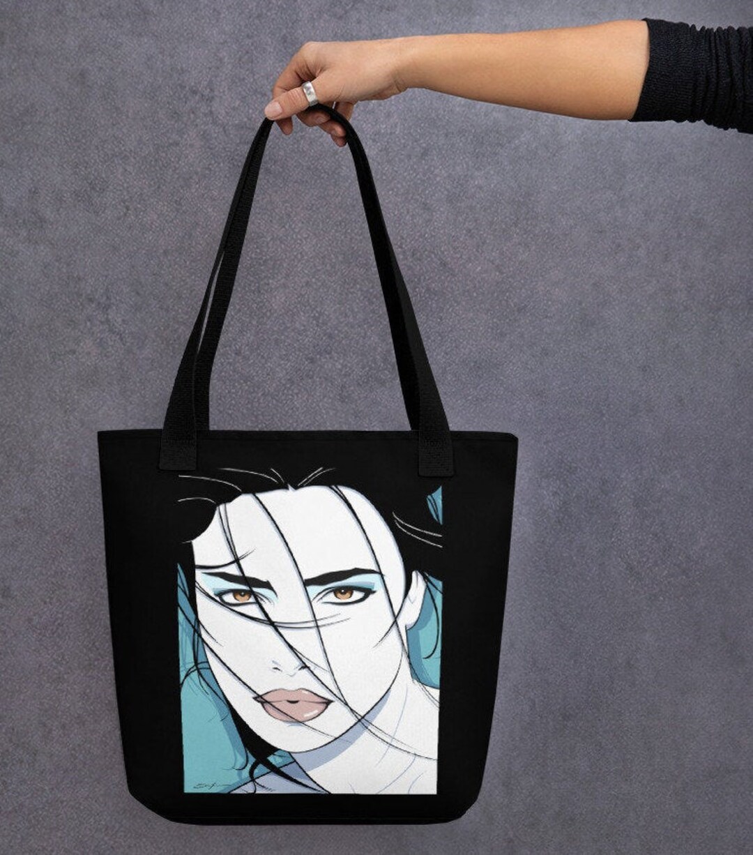Allover Print Tote Bag Retro Reusable Bag 80s Tote Bag Polyester Tote