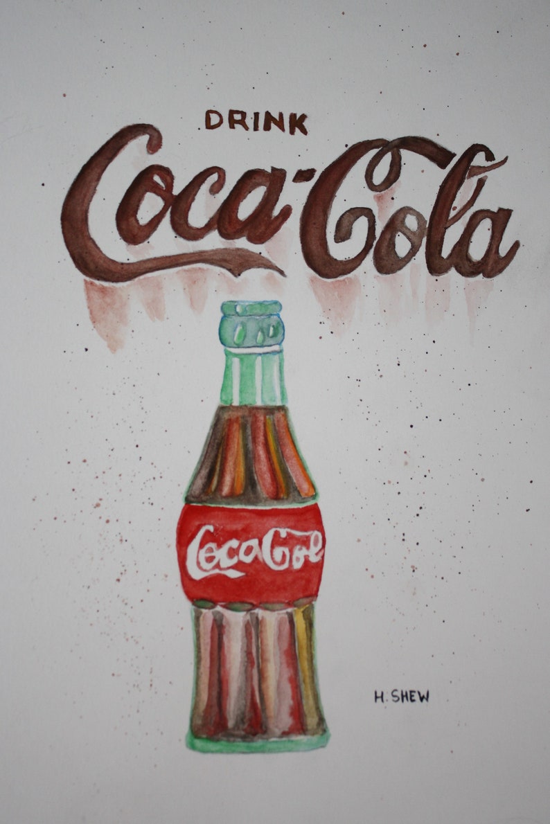 Coke Bottle Watercolor Print Coca Cola Watercolor Print Coke Etsy