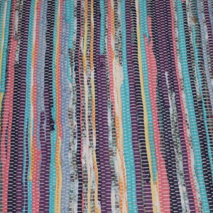 Woven Rug Large Hand Made Rag Rug 28 X 26 Farmhouse Shabby Hit and Miss ...