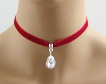 Red velvet choker, Valentines Choker, red ribbon choker, black Daily Choker, Trendy Stylish Choker, Gift for her, From boyfriend red gift