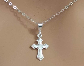 Cross necklace pendent, Cross necklace silver, Girl's First Communion, Goddaughter gift, cross necklace Gift for Her, silver cross necklace