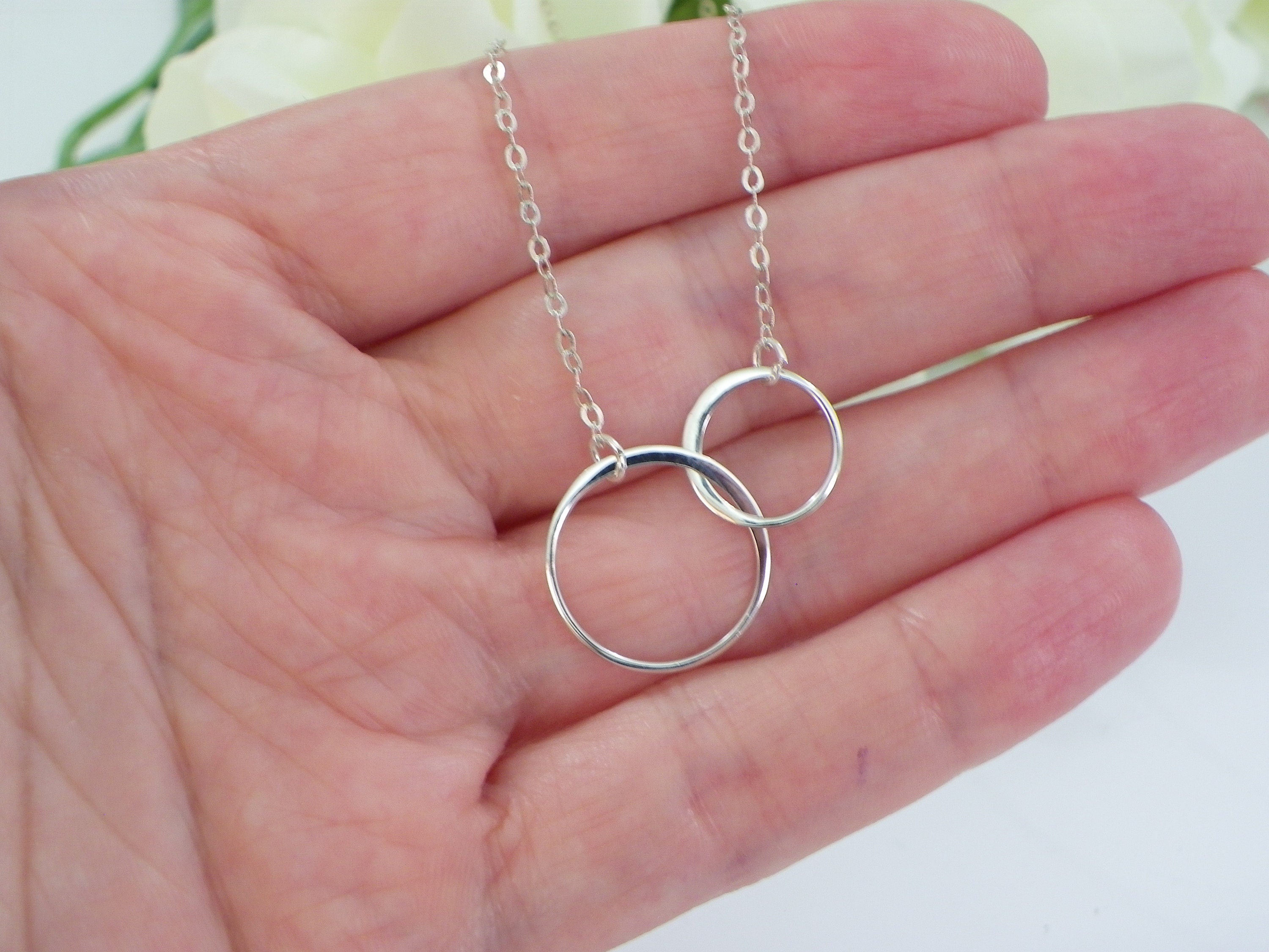 Two Circle Necklace in Sterling Silver, Interlocking Circles Necklace, Entwined Circles Necklace Two Linked Circles Necklace Entwined Rings - Etsy Two Circle Necklace in Sterling Silver, Interlocking Circles Necklace, Entwined Circles Necklace Two Linked Circles Necklace Entwined Rings - Etsy