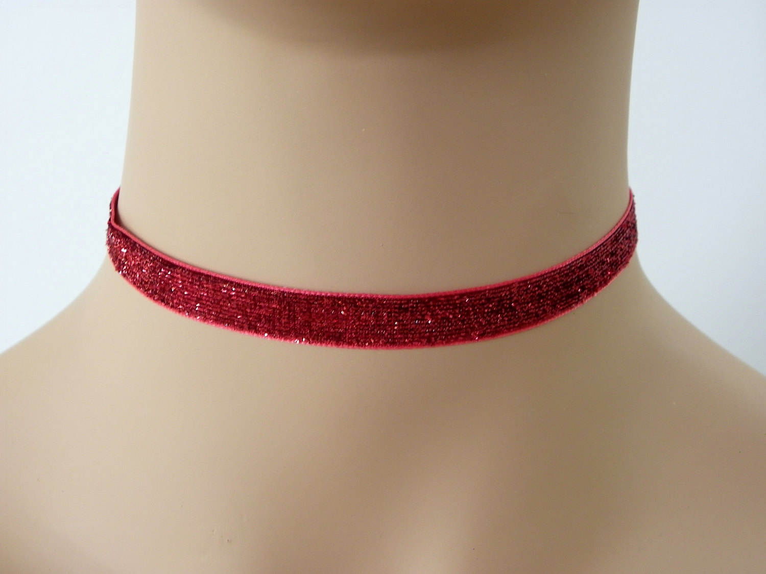Glitter Red Choker Necklace, Glitter Choker Necklace, Red Shiny Choker ...