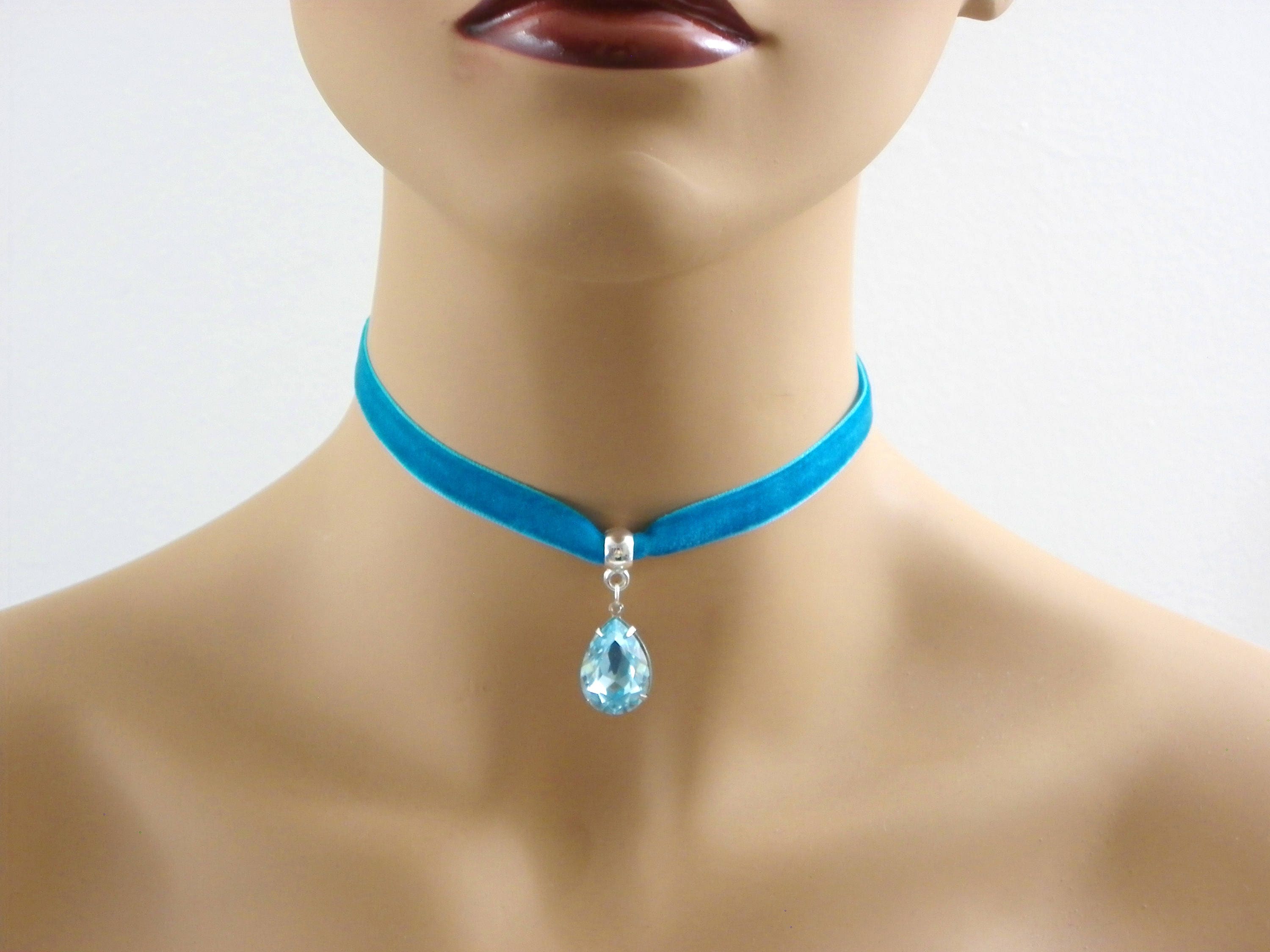 Teal choker necklace clearance