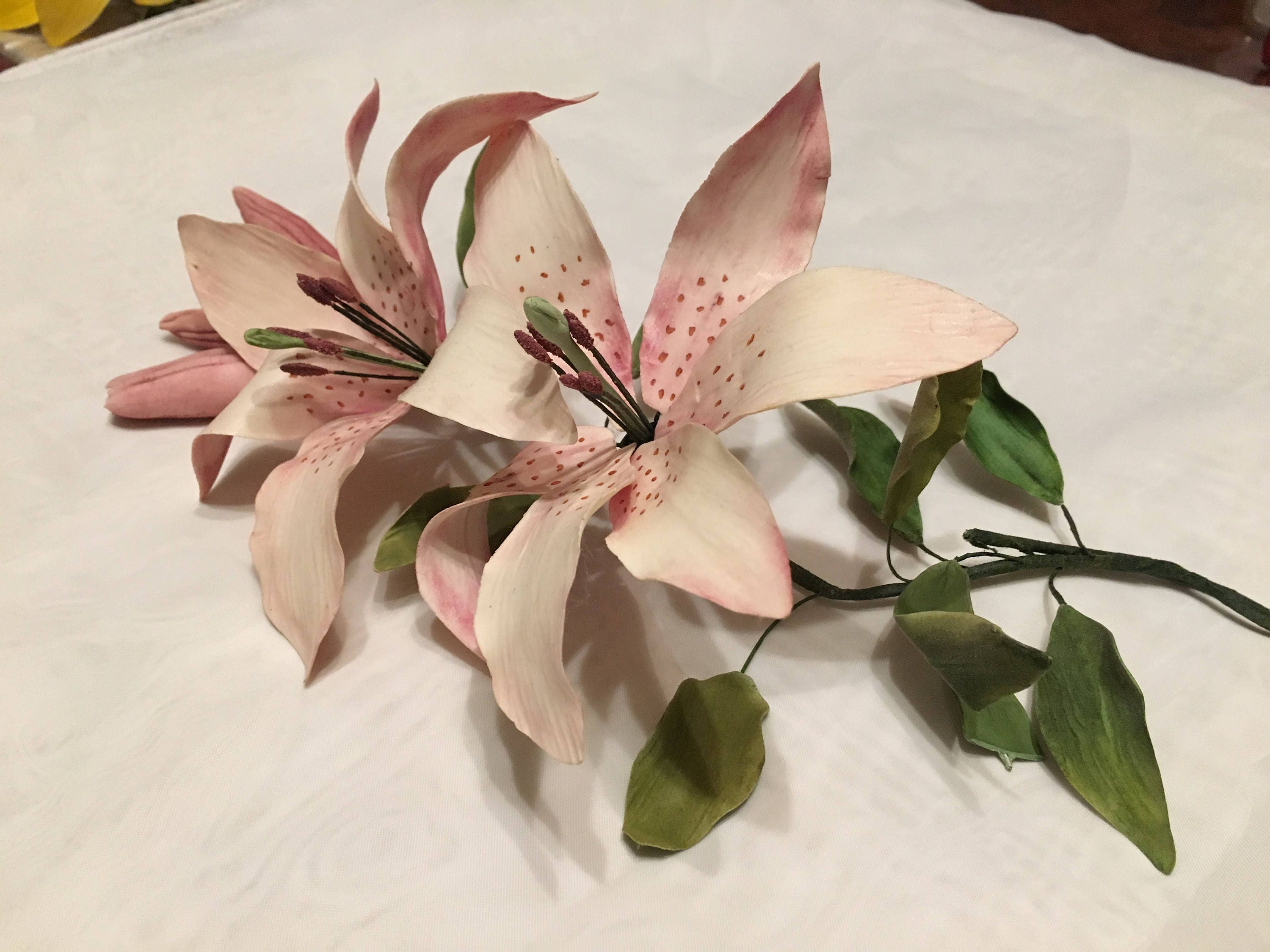 Pink Sugar Lily Flower Cake Topper Fondant Custom Party Etsy Australia