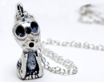 Kodama pendant, Sterling Silver Kodama necklace, tree spirits, forest spirits, forest guardians, Japanese folklore, nature spirits, anime