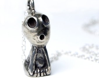 Kodama pendant, White Bronze Kodama necklace, tree spirits, forest spirits, forest guardians, Japanese folklore, nature spirits, anime
