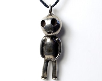 Kodama pendant, White Bronze Kodama necklace, tree spirits, forest spirits, forest guardians, Japanese folklore, nature spirits, anime